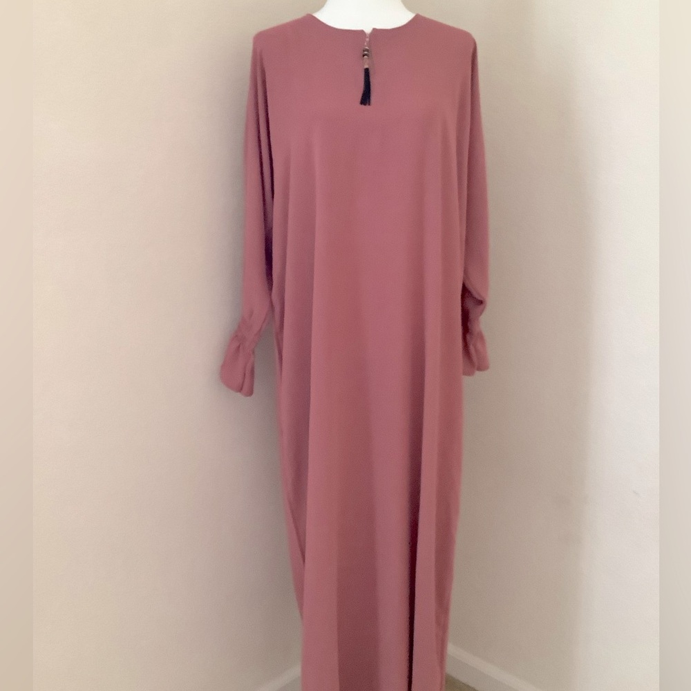 Rose pink ruffle sleeve abaya
